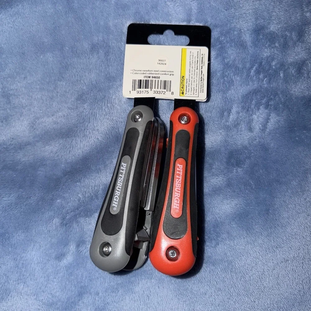 Set of‎ 2 Pittsburgh Folding Allen Wrench Sets SAE & Metric MM Gray